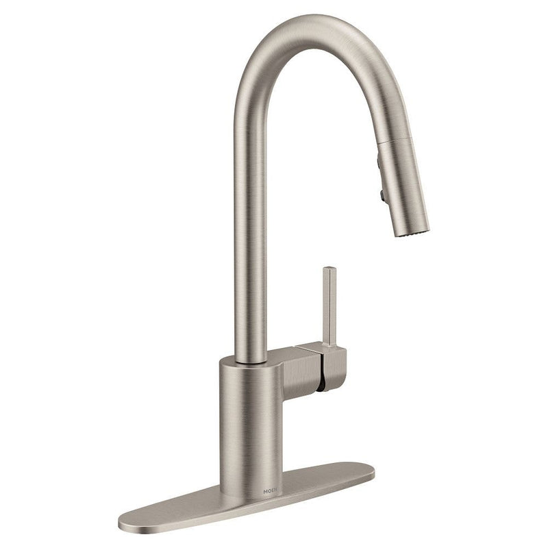 Moen Align Single Handle Modern Pull Down Sprayer Kitchen Faucet with Reflex & Power Clean, Stainless Steel C5