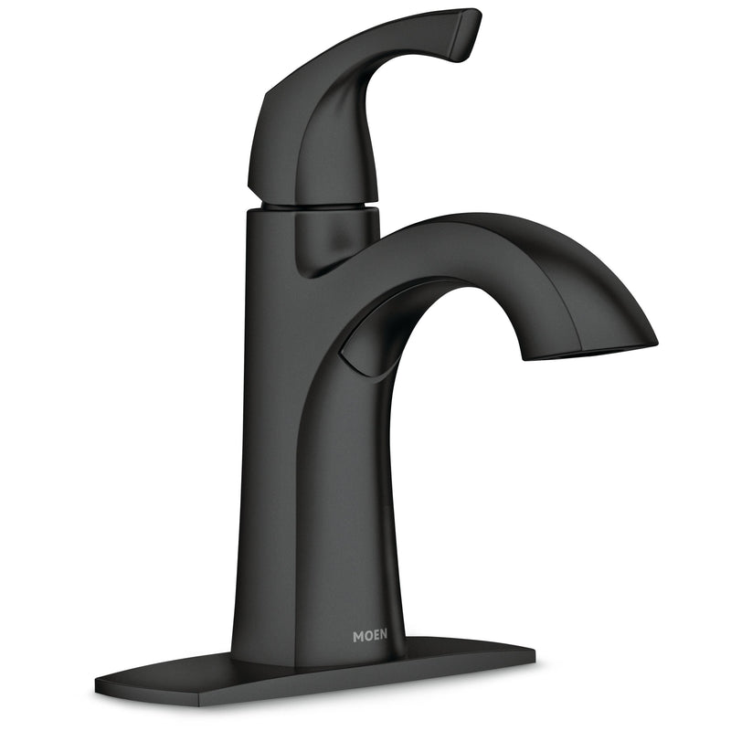 Moen Lindor Single Handle Bathroom Faucet, Meets EPA WaterSense Criteria, Matte Black V3