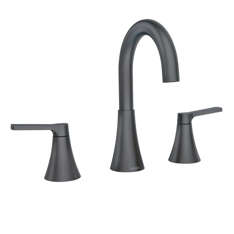 Moen Mikah Double Handle Widspread Bathroom Faucet, Matte Black C3