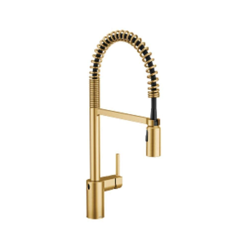 Moen Single Handle Pull Down Kitchen Faucet with MotionSense Wave & Power Clean, Brushed Gold H6