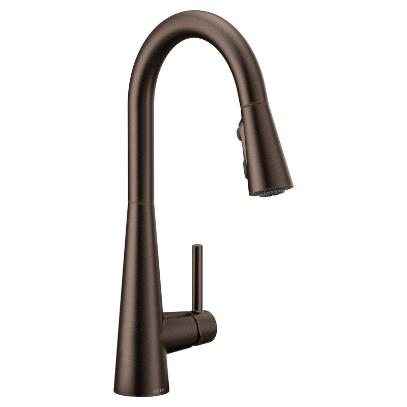 Moen Sleek Single Handle High Arc Pull Down Kitchen Faucet, Oil Rubbed Bronze J9