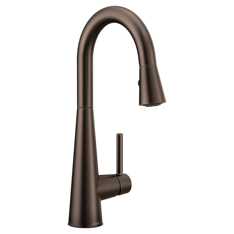 Moen Sleek Single Handle High Arc Pull Down Sprayer Kitchen Faucet, Oil Rubbed Bronze F6