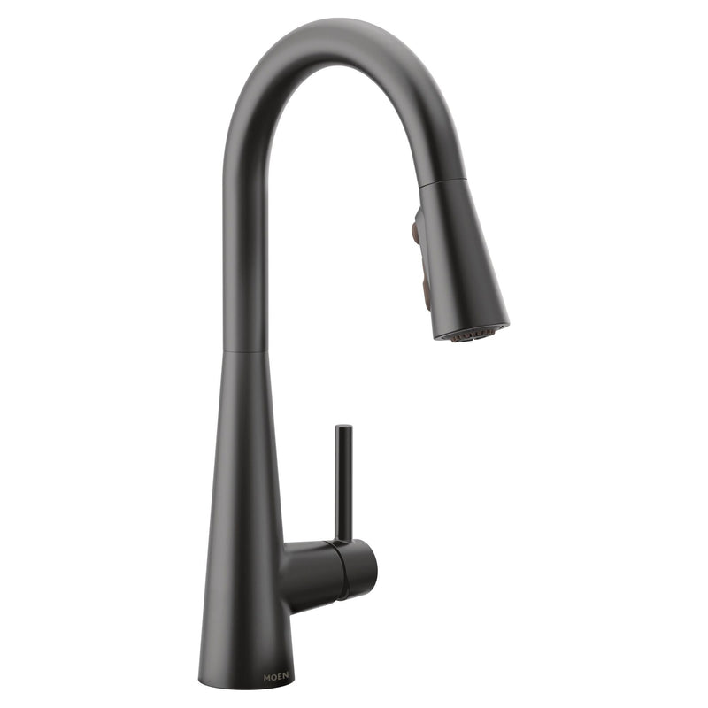 Moen Sleek Single Handle High Arc Pull Down Sprayer Kitchen Faucet with Power Boost, Matte Black G1