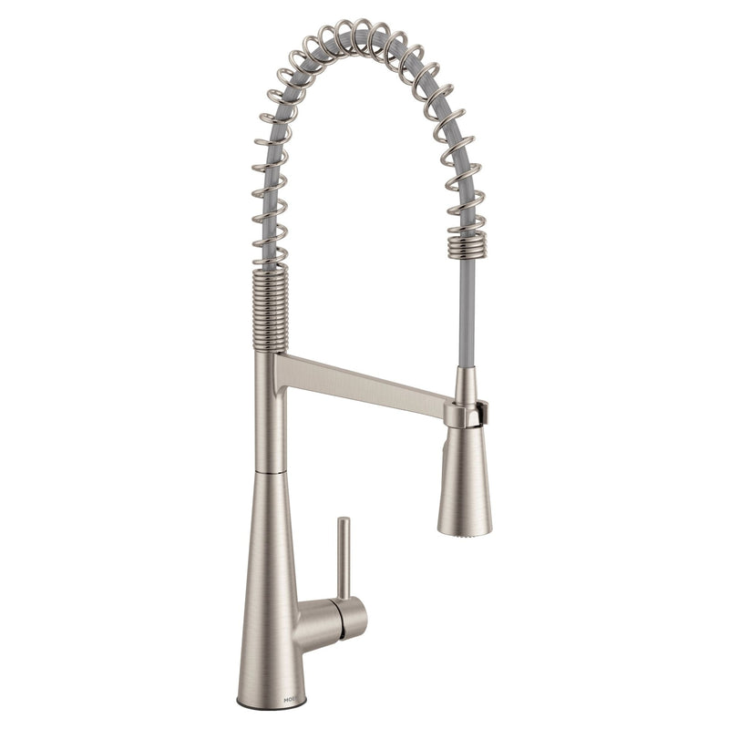 Moen Sleek Single Handle Pre-Rinse Spring Pull Down Spot-Resist Kitchen Faucet, Stainless Steel P8