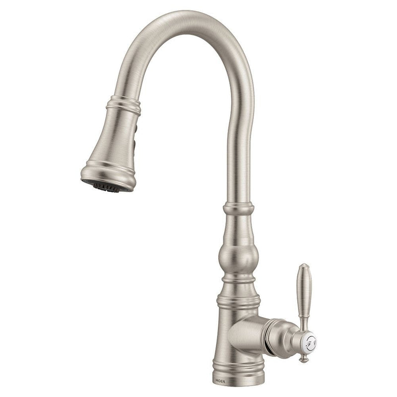 Moen Weymouth Single Handle High Arc Pull Down Spot-Resist Sprayer Kitchen Faucet with Power Boost, Stainless Steel G5