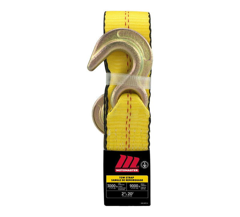 MotoMaster 9,000-lb Tow Strap with Rust-Resistant Hooks, 2-in x 20-ft A4