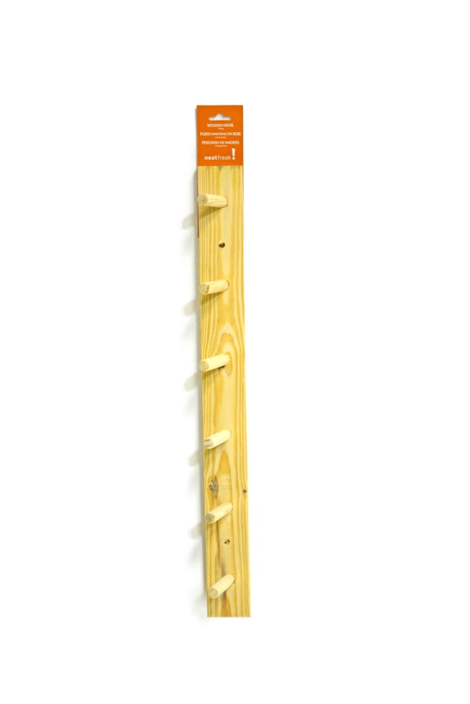 NeatFreak Wooden 6-Peg Hook, Natural, 24-in L6