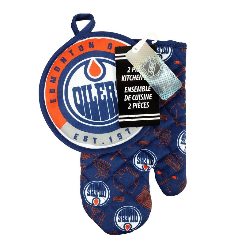 NHL Edmonton Oilers Kitchen Oven Mitt Pot Holder Set, 2-pc L0