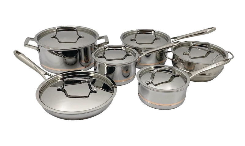 PADERNO 5-Ply Copper Core Stainless Steel Cookware Set, Oven Safe, 12-pc G1