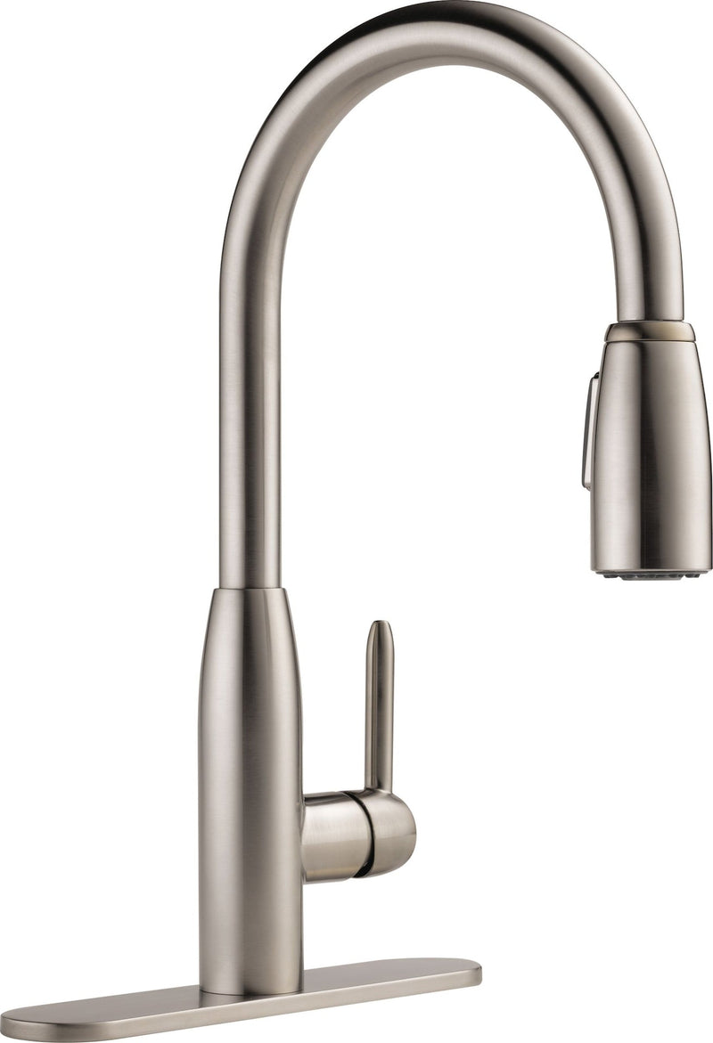 Peerless Tunbridge Single Handle High Arc Pull Down Kitchen Faucet, Stainless Steel N7