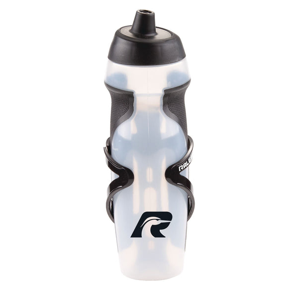 Raleigh Easy-Squeeze Bike Water Bottle withCage/Holder, Transculent, 20.2-oz E8