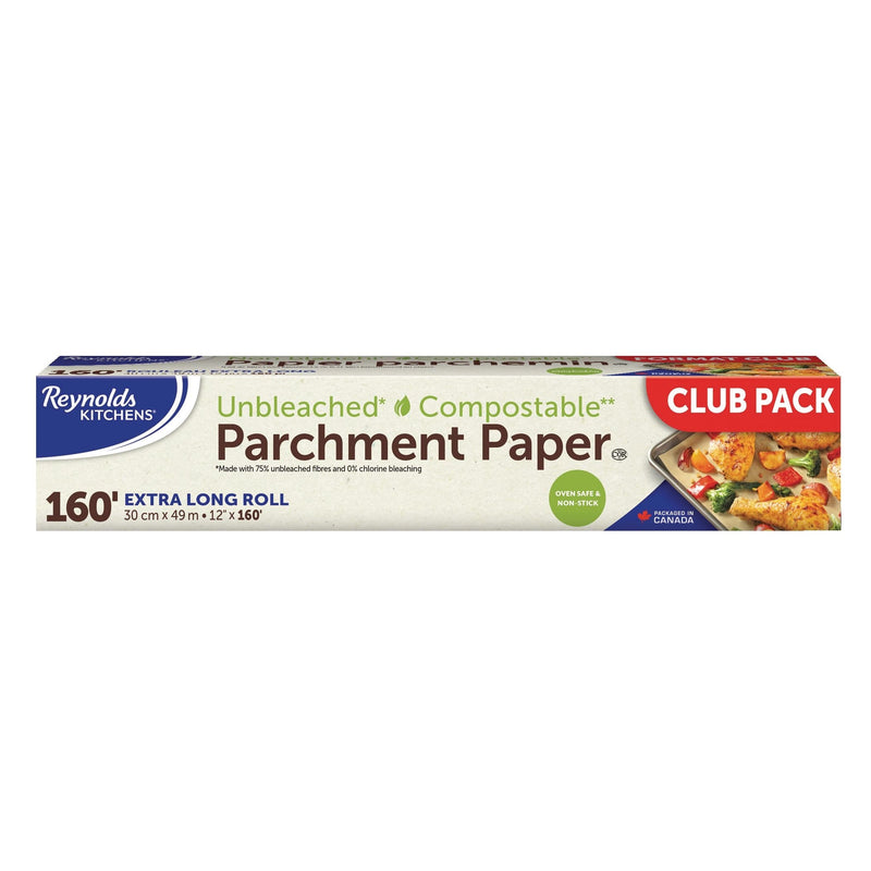 Reynolds Kitchens Unbleached Compostable Parchment Paper, Extra-Long Roll, 12-in x 160-ft K2