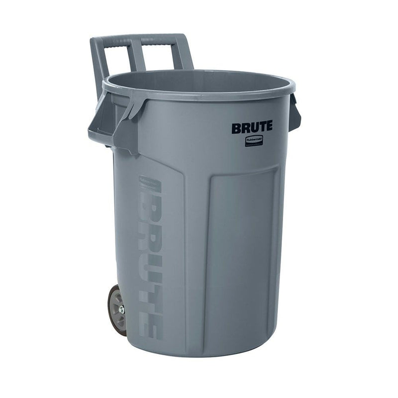Rubbermaid Commercial Wheeled Brute Circular Outdoor Garbage Can, Grey, 121-L M2