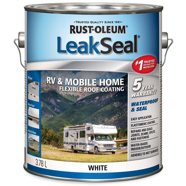 Rust-Oleum LeakSeal Waterproof Mobile Home & RV Roof Sealant / Coating, White, 3.78-L R9