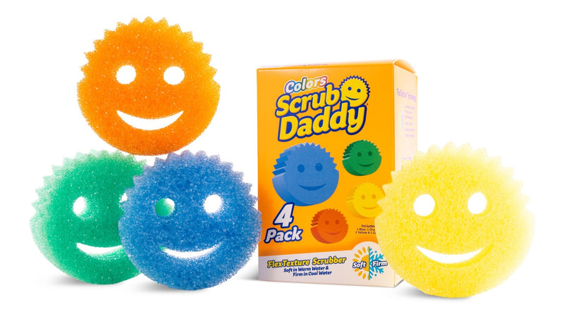 Scrub Daddy Colors Scratch-Free Cleaning Sponge/Scrubber with FlexTexture, 4-pk Z4