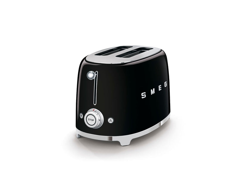 Smeg 50's Retro Style Wide Slot Pop Up Electric Toaster with 6 Settings, 2-Slice, Black M4