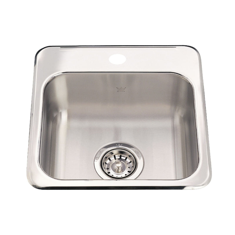 Steel Queen Drop-In 1-Hole Stainless Steel Sink, 15x15-in F8