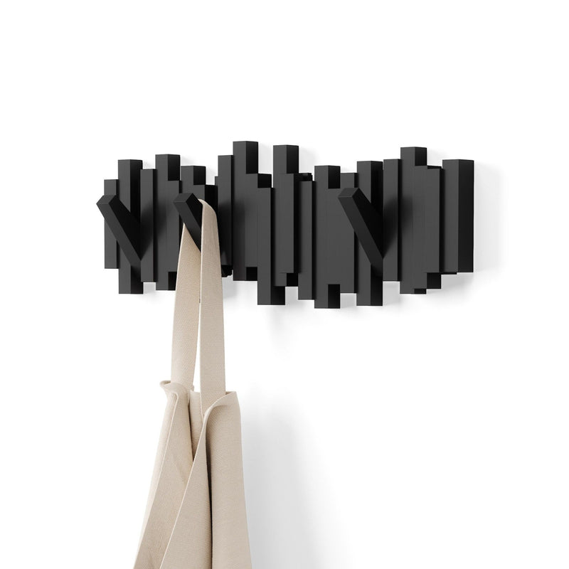 Sticks Multi 5 Hook Rack, Black T1
