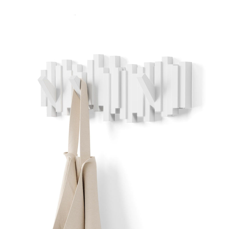 Sticks Multi 5 Hook Rack, White O7