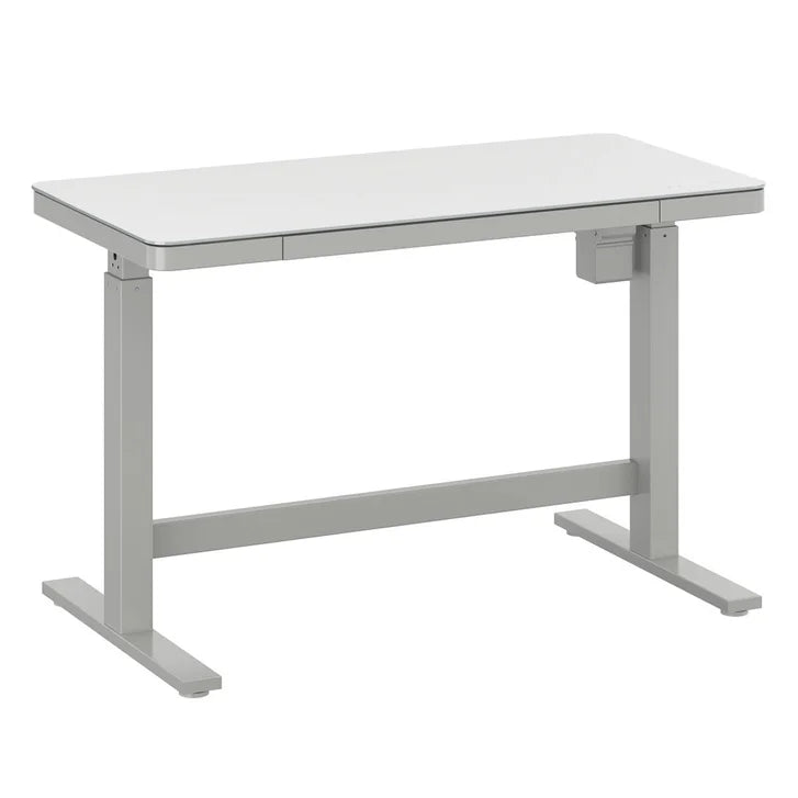 Tresanti Tessa 119.4 cm (47 in.) Adjustable Height Desk with LED Lighting, White B2