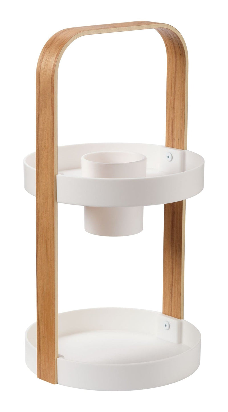 Type A Bella 2-Tier Cosmetic Bathroom Vanity Organizer with Removable Cup, White/Natural M6