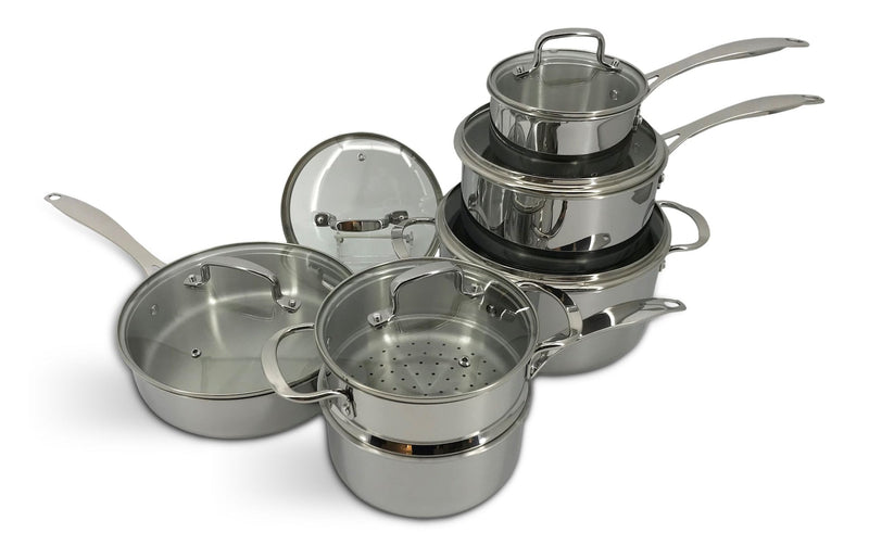 Vida by PADERNO Elite Series 3-Ply Clad Stainless Cookware Set, Oven Safe V8