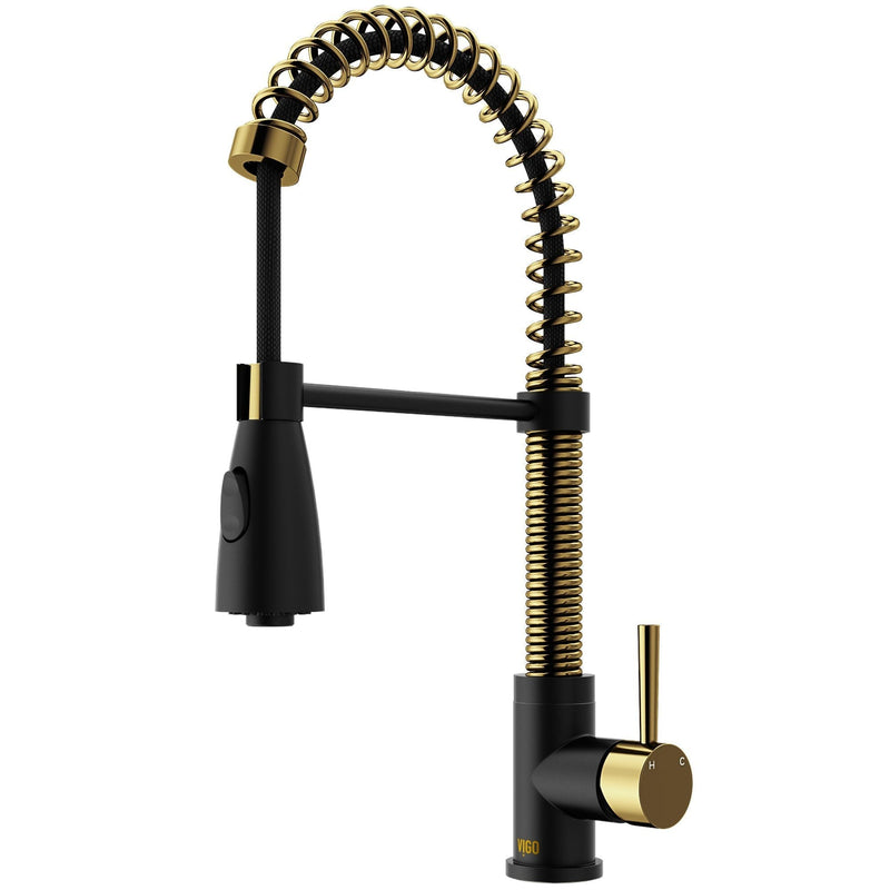 VIGO Brant 19-in Single-Handle Gold/Black Kitchen Faucet B5