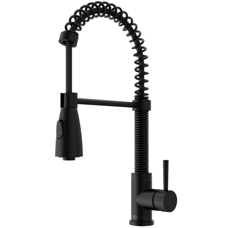 VIGO Brant Single Handle Pull Down Sprayer Kitchen Faucet, Matte Black W0