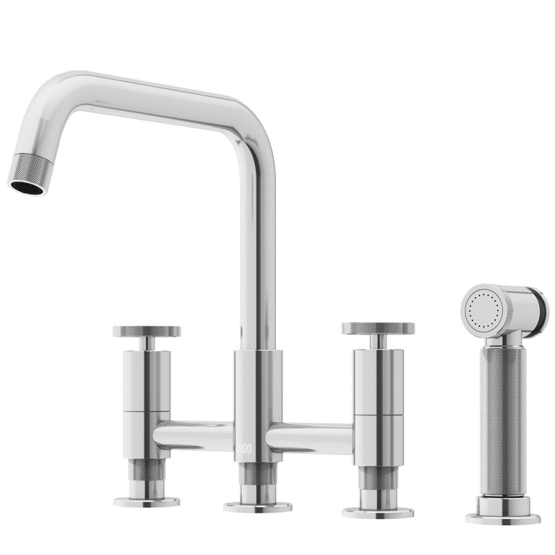 VIGO Cass 2-Handle Bridge Kitchen Faucet V3
