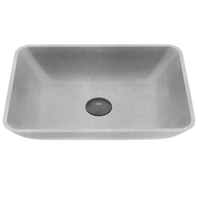 VIGO Duomo Gothic ConcretoStone 18x13-in Deep Grey Bathroom Sink/Basin with Rectangular Vessel V5