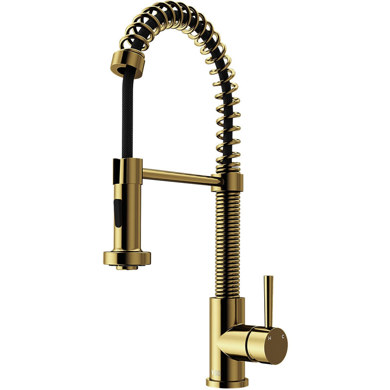 VIGO Edison Single Handle Pull Down Sprayer Kitchen Faucet, Matte Gold O1