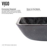 VIGO Glass Grey Onyx Bathroom Sink/Basin Set with Linus Faucet and Rectangular Vessel