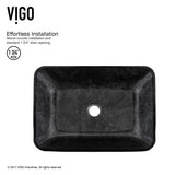 VIGO Glass Grey Onyx Bathroom Sink/Basin Set with Linus Faucet and Rectangular Vessel