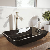 VIGO Glass Grey Onyx Bathroom Sink/Basin Set with Linus Faucet and Rectangular Vessel
