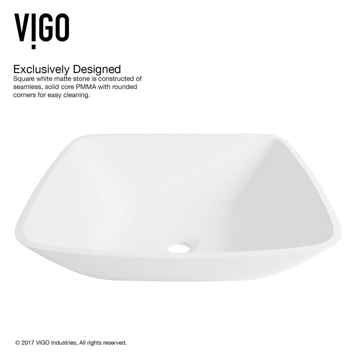 VIGO Hyacinth MatteStone White Bathroom Sink/Basin Set with Niko Faucet and Square Composite Vessel