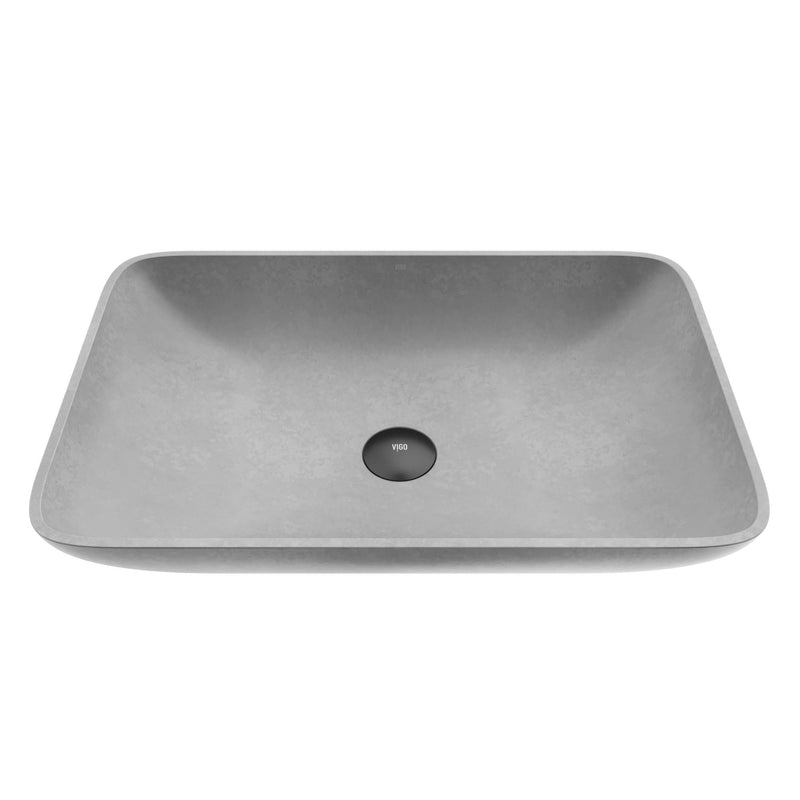 VIGO Lorca Gothic ConcretoStone 22x15-in Deep Grey Bathroom Sink/Basin with Rectangular Vessel L0