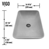 VIGO Lorca Gothic ConcretoStone 22x15-in Deep Grey Bathroom Sink/Basin with Rectangular Vessel