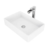 VIGO Magnolia MatteStone White Bathroom Sink/Basin Set with Niko Faucet and Rectangular Composite Vessel