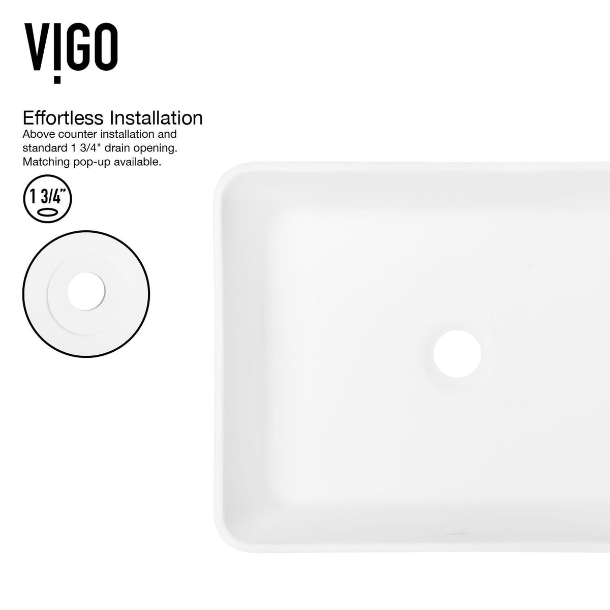 VIGO Marigold MatteStone Matte White Bathroom Sink/Basin Set with Sterling Faucet and Rectangular Composite Vessel