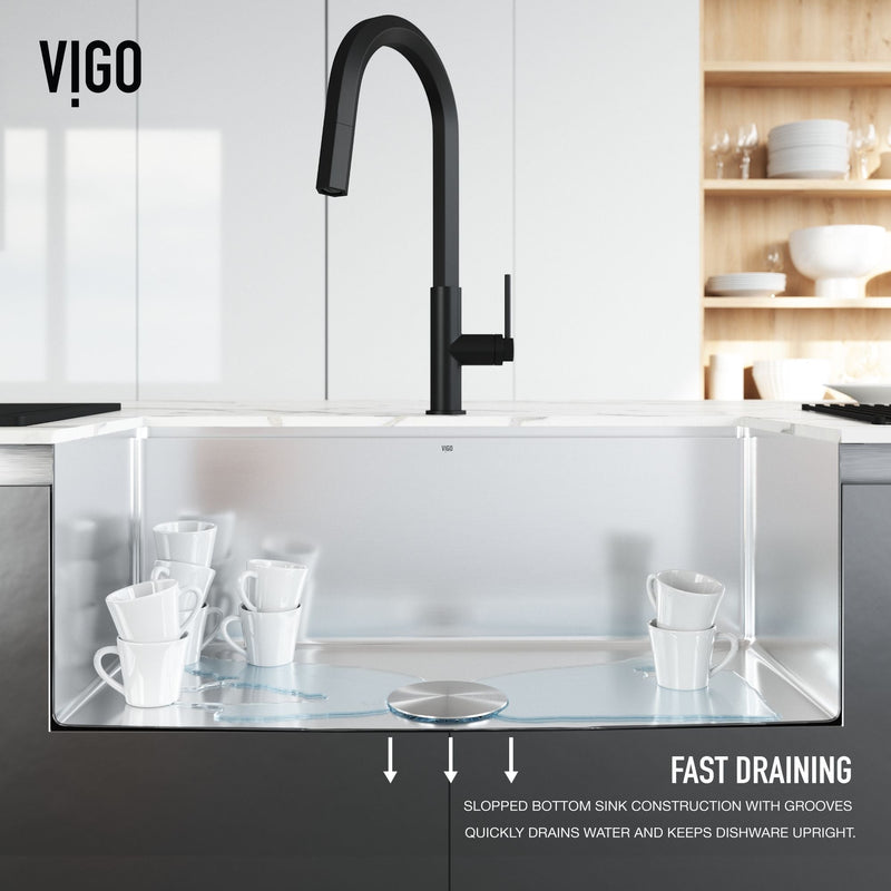 VIGO Mercer 33-in Stainless Steel Undermount Kitchen Sink D8