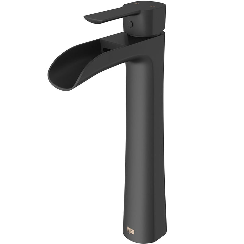 VIGO Niko Single Handle Single Hole Bathroom Sink Faucet, Matte Black A2