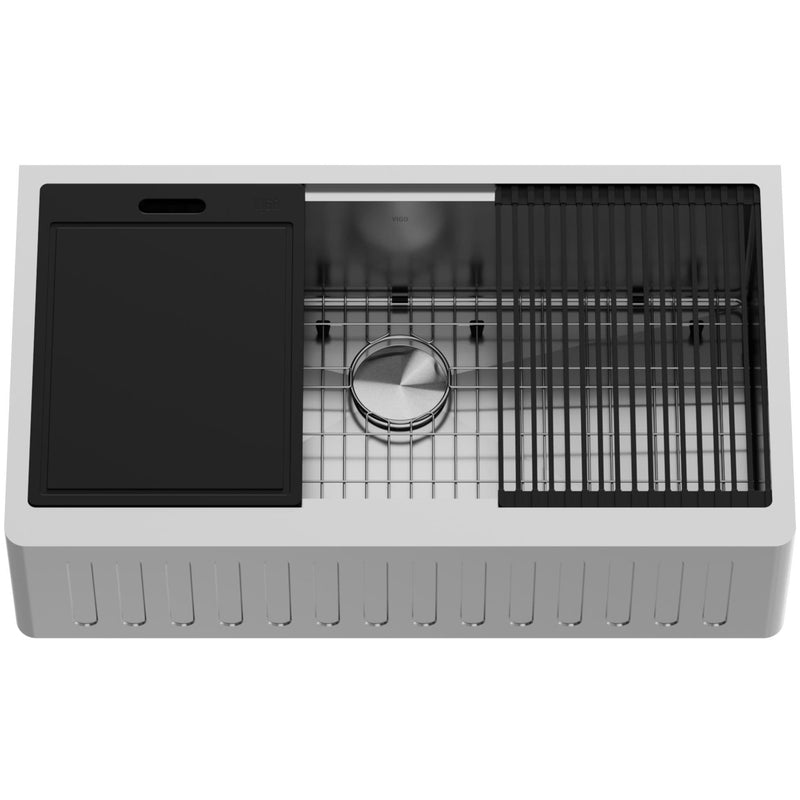 VIGO Oxford Single Farmhouse Kitchen Sink, 36-in x 21-in W9