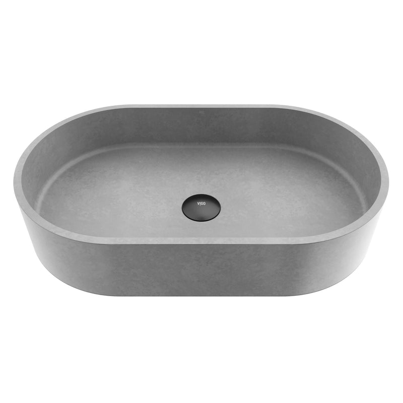 VIGO Sagrada Gothic ConcretoStone 24x14-in Deep Grey Bathroom Sink/Basin with Rectangular Vessel X9