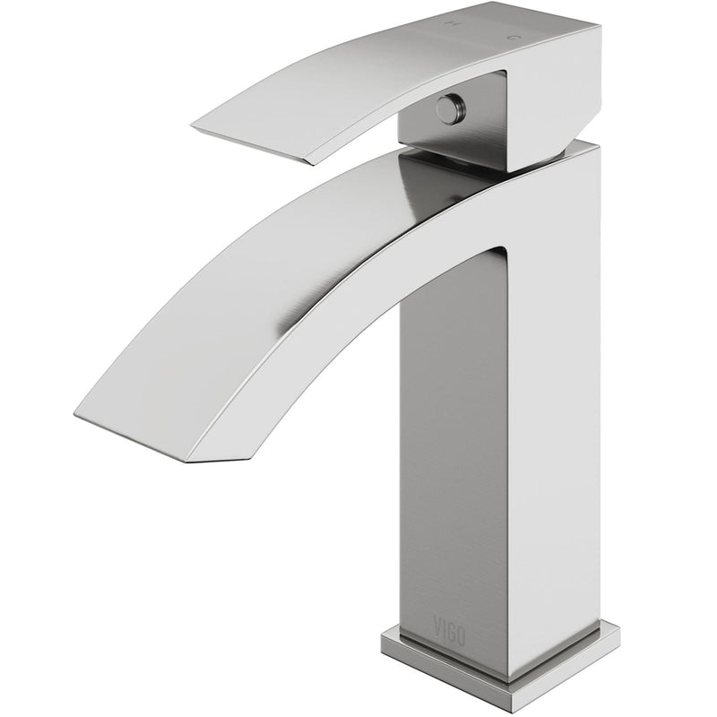 VIGO Satro Single Handle Single Hole Bathroom Sink Faucet, WaterSense Certified, Brushed Nickel D0