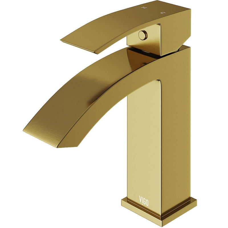 VIGO Satro Single Handle Single Hole Bathroom Sink Faucet, WaterSense Certified, Matte Gold Z6