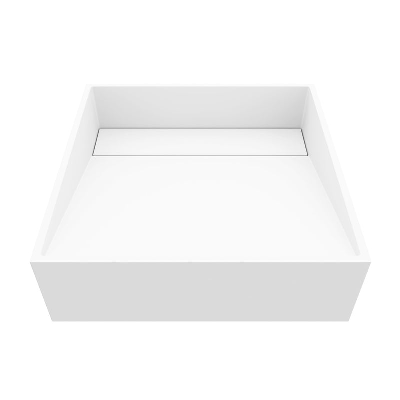 VIGO Starr Modern MatteStone 15x15-in Deep White Bathroom Sink/Basin with Square Vessel J8