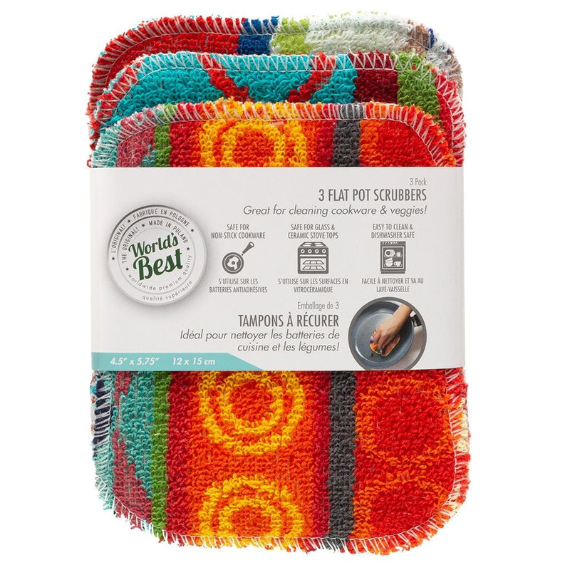 World's Best Multi-Surface Flat Pot Scrubber, 3-pk F4