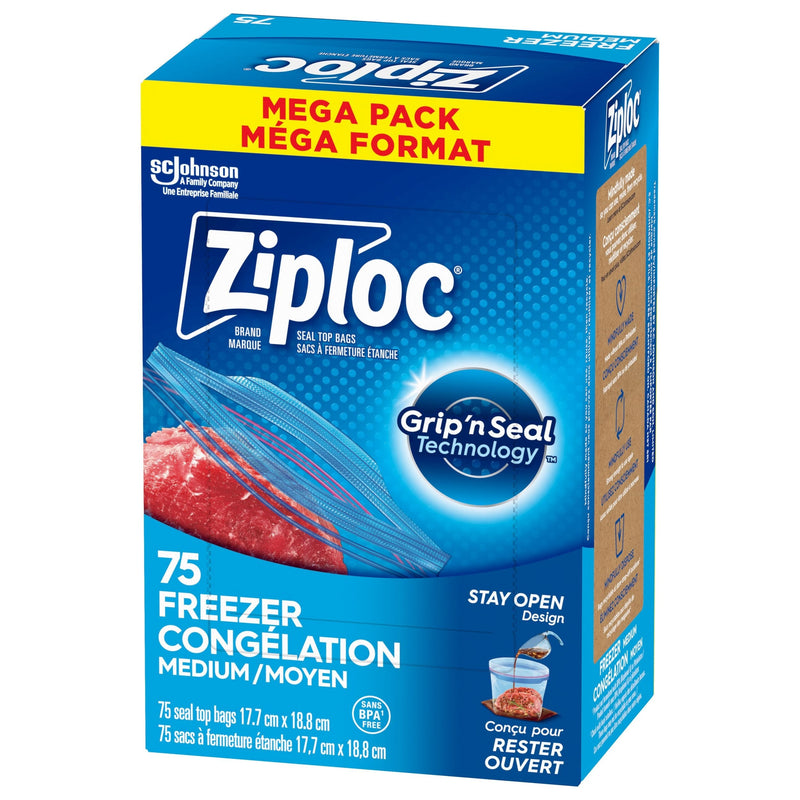 Ziploc Medium Plastic Freezer Bags Mega Pack, 520-mL, 75-pk Z0